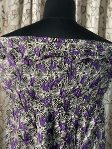 Purple Floral Off-Shoulder Smocked Top