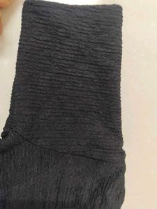 Textured Black Crop Blouse