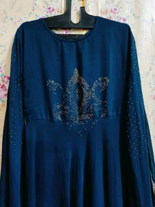 Elegant Teal Blue Embellished Gown