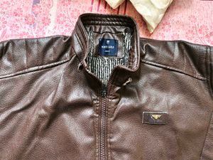 Men's Brown Faux Leather Jacket