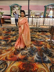 Elegant Peach Saree with Golden Border