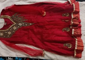 Neck Design Maroon Soft Touch Net Anarkali Set