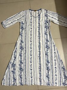 White & Blue Printed Kurta