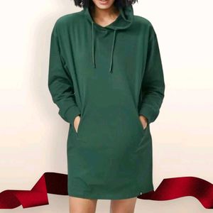 Hoodie Dress: Olive Green