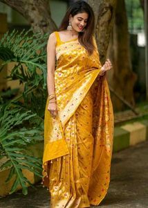 Elegant Yellow Banarasi Silk Saree