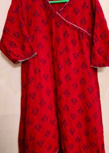 Elegant Red Printed Anarkali Kurta