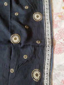 Pure Cotton Black Saree With Embroidery Work