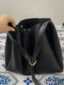 Chic Black Faux Leather  Bag