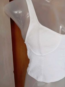 Ribbed White Bustier Tank Top