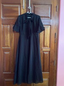 Elegant Black Bow Neck Dress