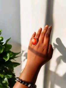 Natural Carnelian Crystal Ring