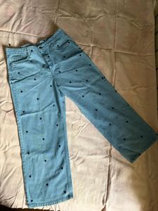 Light Wash Jeans with Black Hearts