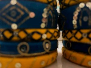 Vibrant Blue &amp; Yellow Bangle Set