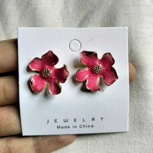 Korean Enamel Flower Earrings