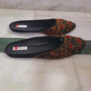 Embroidered Flat Mules