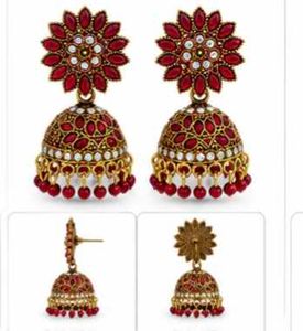 Exquisite Red Stone Jhumka Earrings