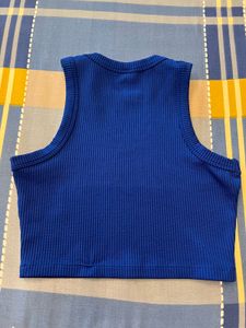 Ribbed Blue Crop Top