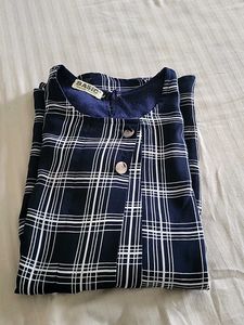 Classic Navy &amp; White Plaid Top