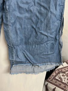 Denim Culottes with Frayed Hem