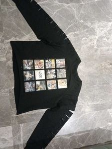 Unique Cut-Out Graphic Print Sweatshirt