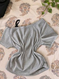 off shoulder grey savana top