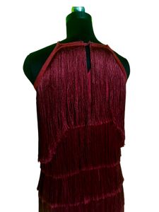 Maroon Fringe Flapper Dress