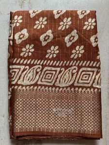 Brand new  Brown Floral Print Saree
