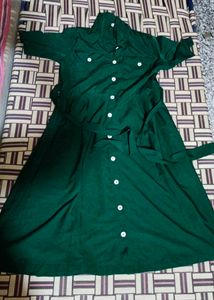 Elegant Green Button-Up Midi Dress