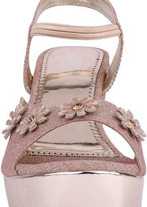 Sparkly Flower Wedge Sandals
