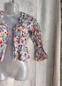 Floral Tie-Front Peplum Top
