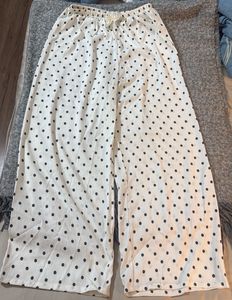 White Polka Dot Wide Leg Pants