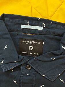 Men's Denim &amp; Flower Shirt