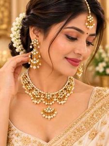 Elegant Pearl &amp; Gold Necklace Set