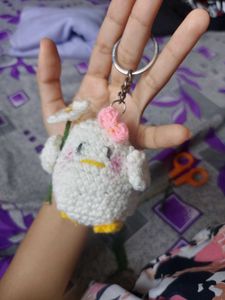 Cute Crochet Chick Keychain Handmade