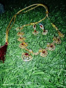 Exquisite Gold Plated Diamond stone Necklace Set
