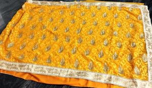 Elegant Yellow Embroidered fancy Saree