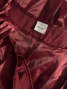 Red Satin Off-Shoulder Dress