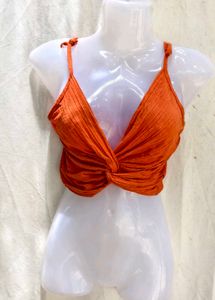 Orange Twist Front Crop Top