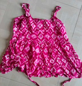 Vibrant Pink Ikat Print Peplum Top