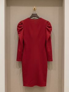 Chic Red Puff Sleeve Dress