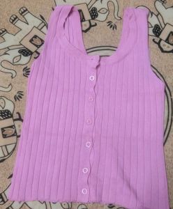 Ribbed Knit Button-Up Tank Top