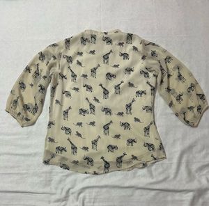 Cream Animal Print Semi-Formal Top