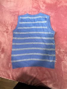 Blue Striped Knit Vest