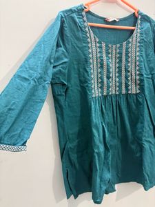 Teal Embroidered Kurta