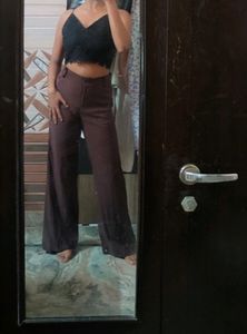 High Waist Branded Brown Pants