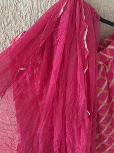 Vibrant Pink Embroidered Kurta with plazzo