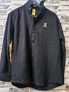 Men's Black Teddy Embroidered Shirt