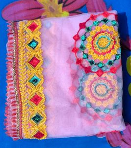 Boho Embroidered Sheer Scarf