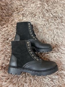 Black Lace-Up Combat Boots