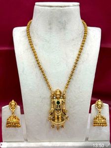 Exquisite Gold Plated Deity Pendant Necklace Set